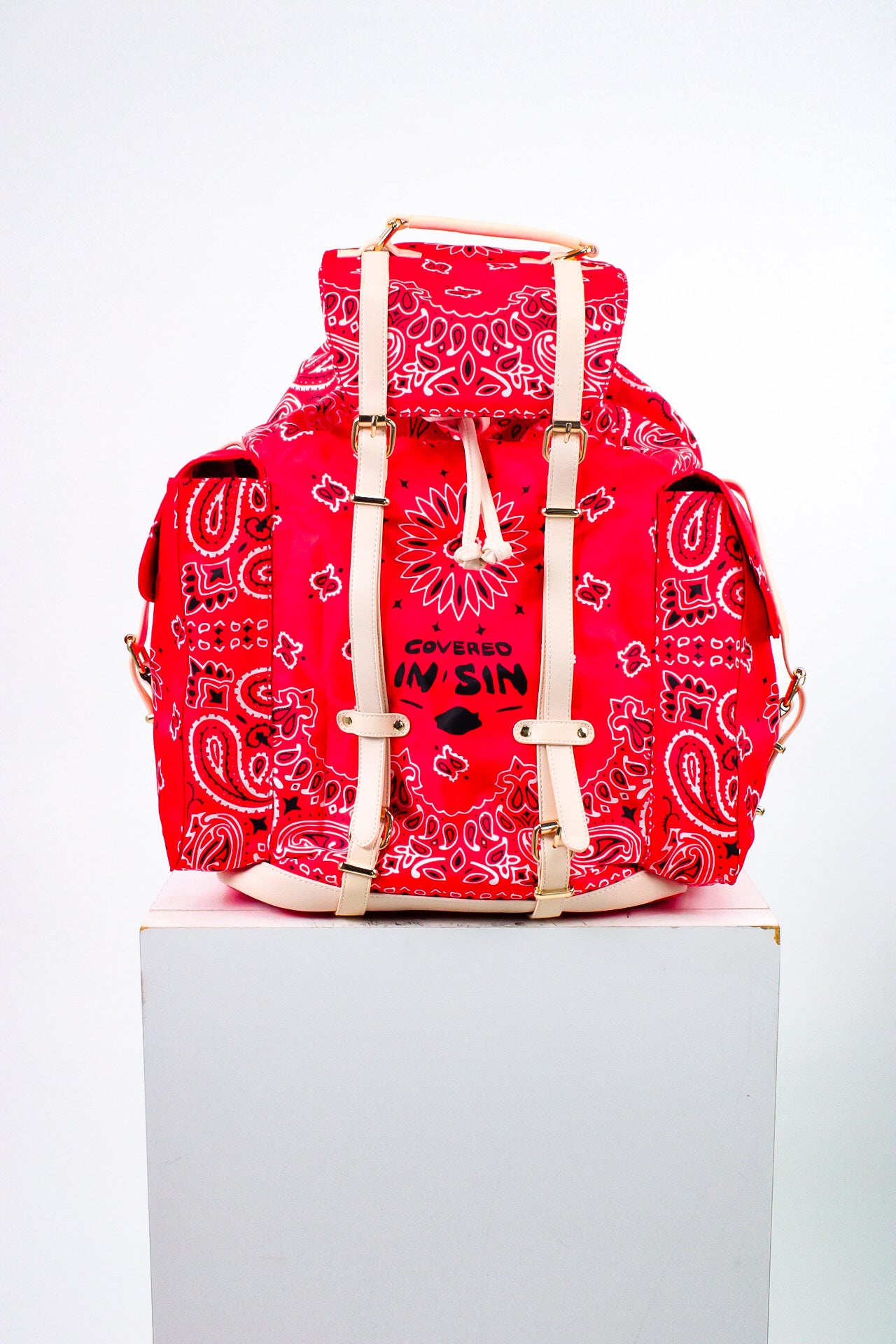 red paisley backpack