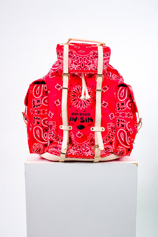 red paisley backpack